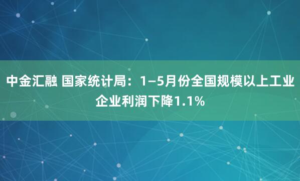 中金汇融 国家统计局：1—5月份全国规模以上工业企业利润下降1.1%